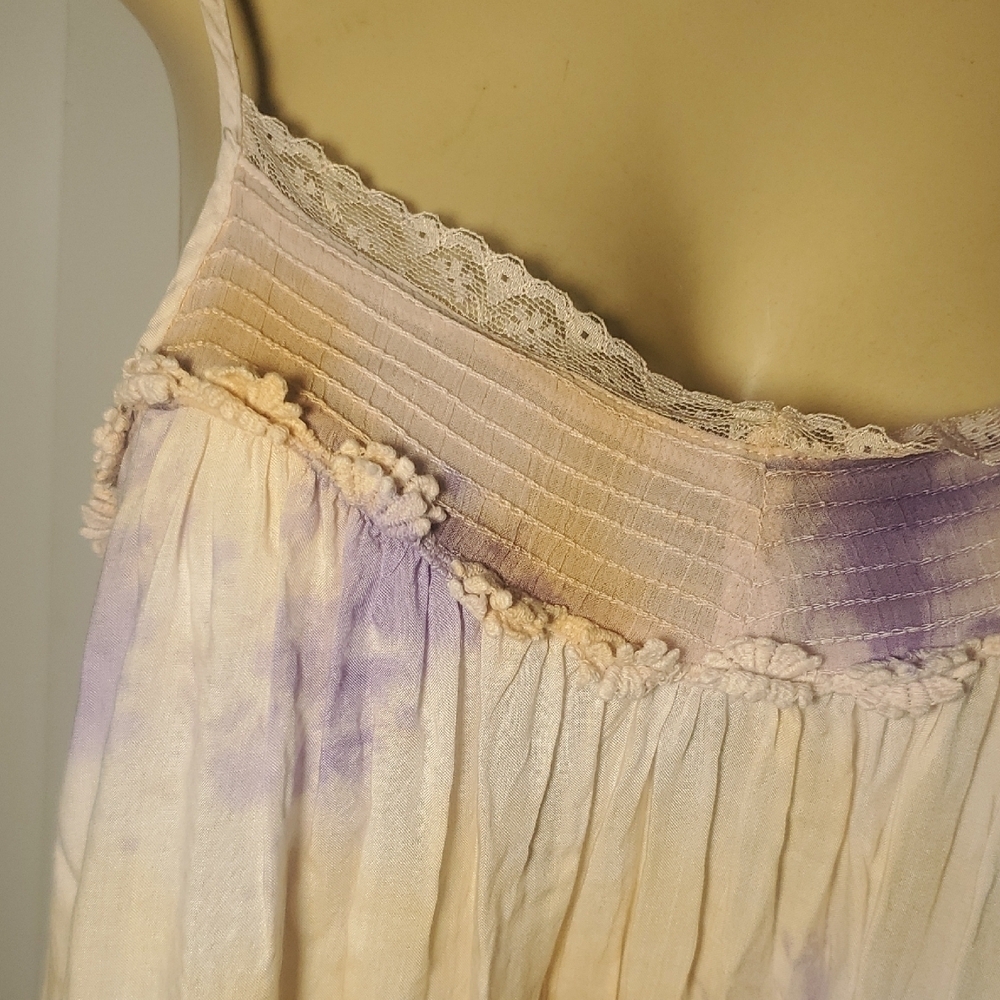 Anthropologie Women's Tie-Dye Nightgown Lace Dress Size M - Picture 4 of 14
